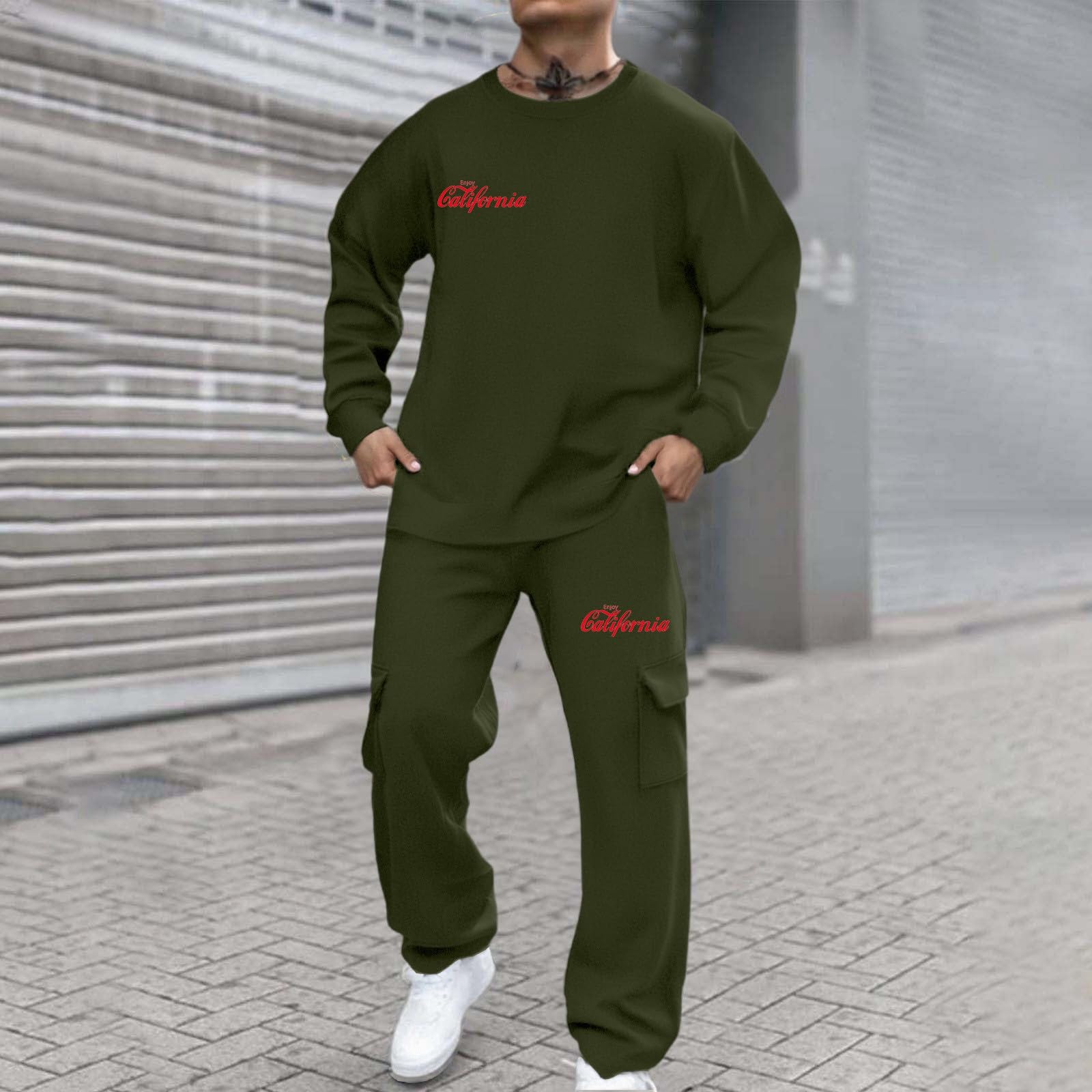 Herren-Freizeitanzüge mit Buchstabendruck, Rundhalsausschnitt, Sweatshirt-Set, bequemes Streetwear-Outfit für den Alltag