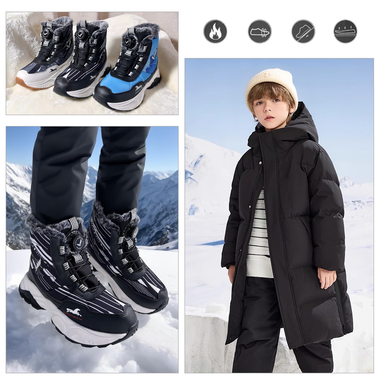 Kinder Schneestiefel Jungen Mädchen Wasserdicht Winterschuhe