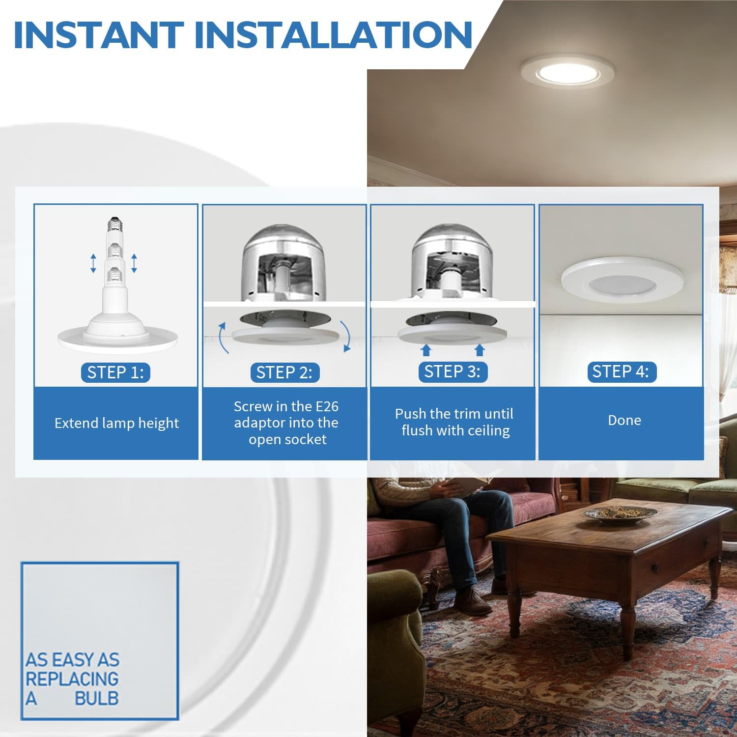 Jolux LED Can Lights - Easy Retrofit Installation -6