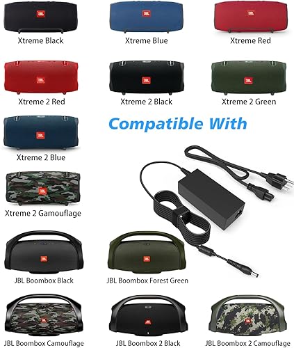 Miniatura 2 de Cargador de 19 V para JBL Xtreme 2 Cable de repuesto JBL Boombox 1 2 altavoz Xtreme portátil (negro, azul, rojo) altavoces inalámbricos Bluetooth
