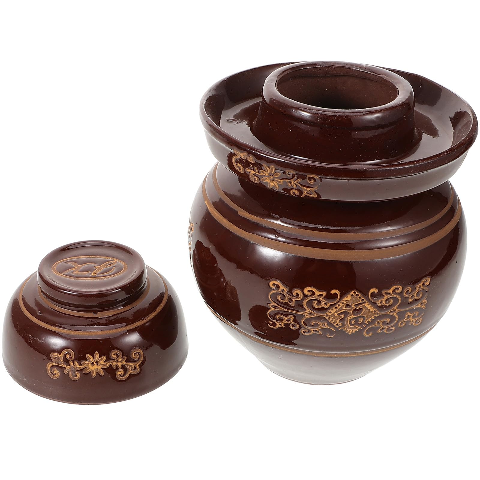Alasum 1set Vaso per Sottaceti in Ceramica Spessa con Chiusura Ermetica Barattolo Tradizionale Cinese per Kimchi e Fermentazione per Cucina Ristorante e Conservazione Alimentare