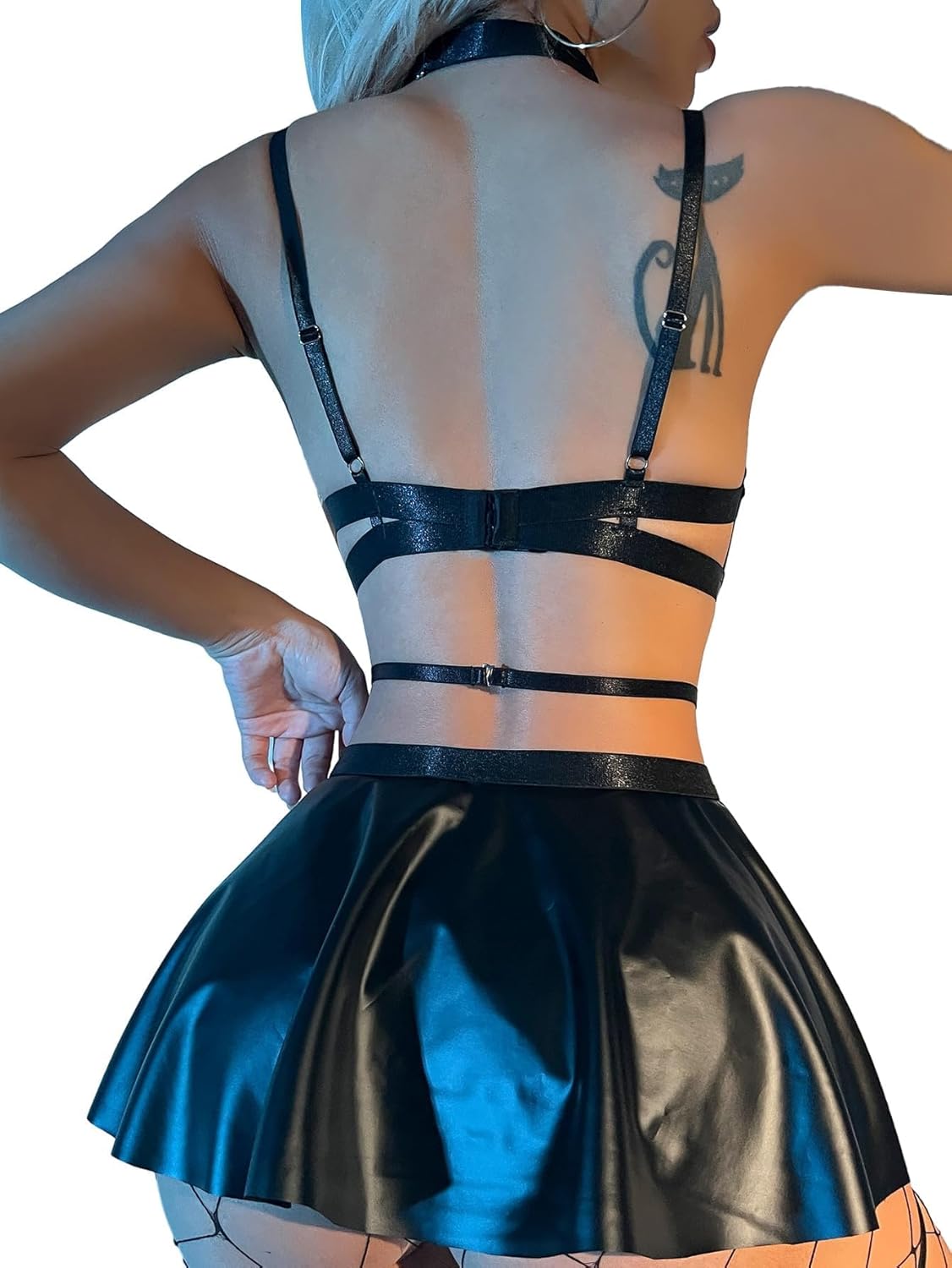 Lilosy Sexy Stocking Chocker Strappy Underwire O Ring Push Up Garter Belt Women Skirt 5 Piece - Image 2