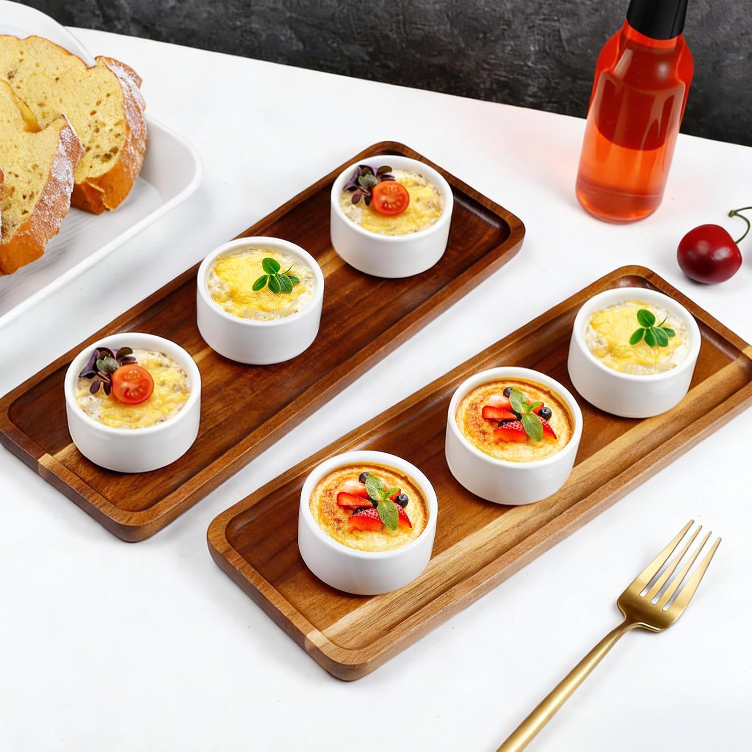 6 Pcs Mini Porcelain Ramekins, Souffle Dish Cups, 1.7 oz, White