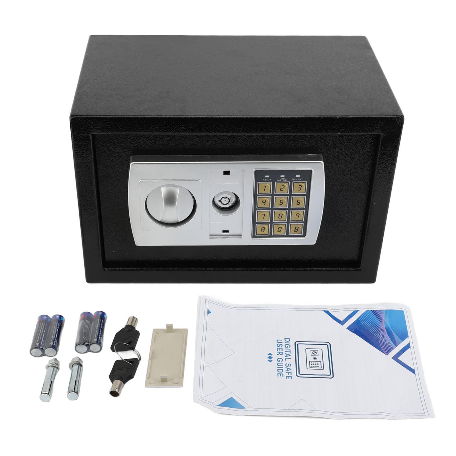 Hidyliu Sicherer Safe, Tragbarer Multifunktionaler Schließkasten für Zuhause, Büro, Reisen, Kohlenstoffarmer Stahl, Schwarz