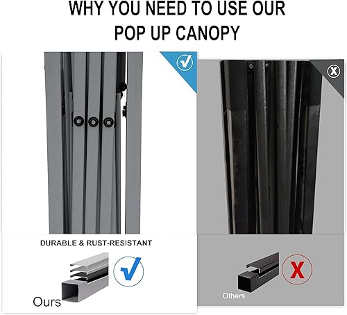 Miniatura 6 de SANWAY Tienda de campaña desplegable de 10 x 10 con paredes laterales x 4  Toldo E-Z UP con un empuje, a prueba de lluvia, resistente a los rayos