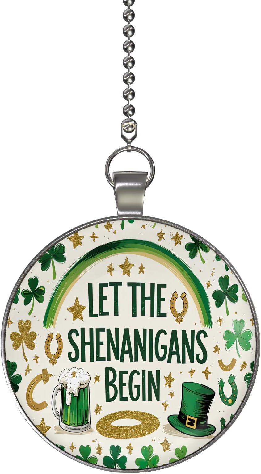 St Patricks Day Irish Shenanigans Single Sided Ceiling Fan and Light Pull Chain Pendant