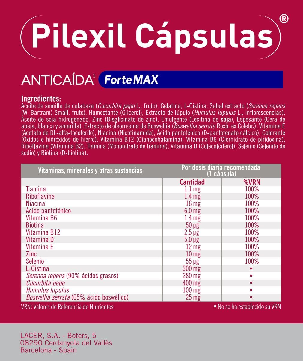 PILEXIL Pack 90 Cápsulas Anticaída Forte Max + Champú Triple Protection 100 ml