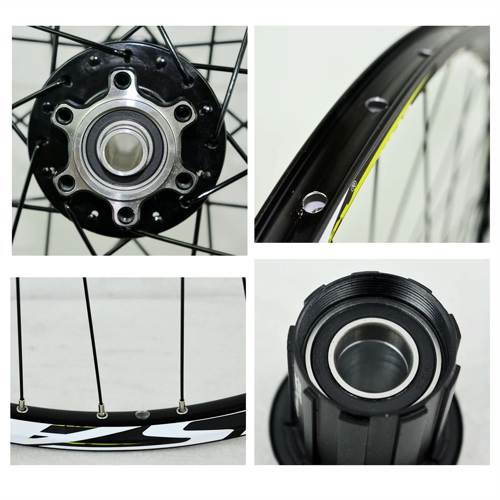 TUJISEK MTB Ruote per Bicicletta 26 27,5 29 Pollici Ruota per Mountain Bike Doppio Muro Cerchio in Lega Rilascio Rapido 7-12 velocità Cassetta Ruota Libera Freno A Disco 32H(Green,27.5in)