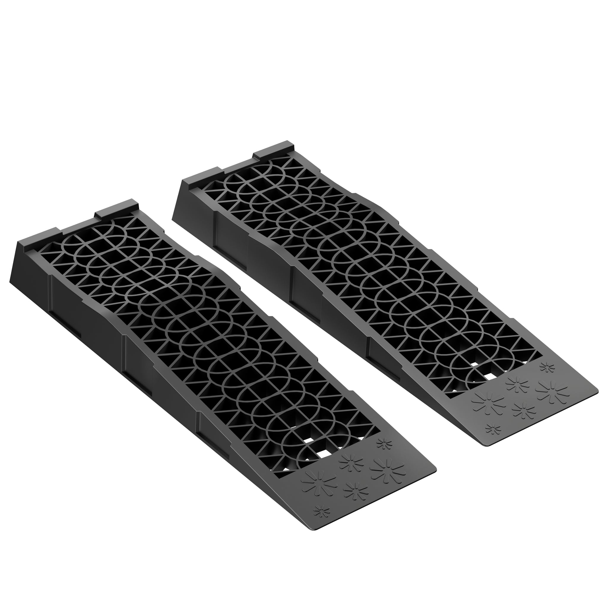 XPOtool Lot de 2 rampes Voiture d’accès Extra Plates – 700 x 200 x 78 mm – en PP Robuste – capacité Max. 3,5 t – Cales de Roue véhicule Chargement accès Caravane Camping Car Remorque