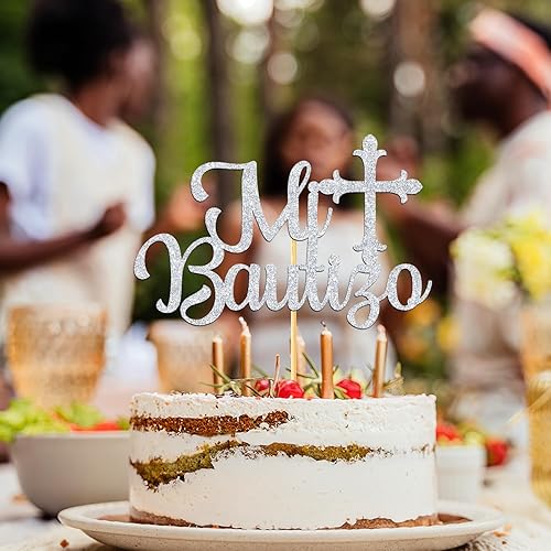Miniatura 3 de Mi Bautizo - Decoración para tartas español, 1er cumpleaños, revelación de género, bautismo de bebé, suministros de decoración de fiesta de baby