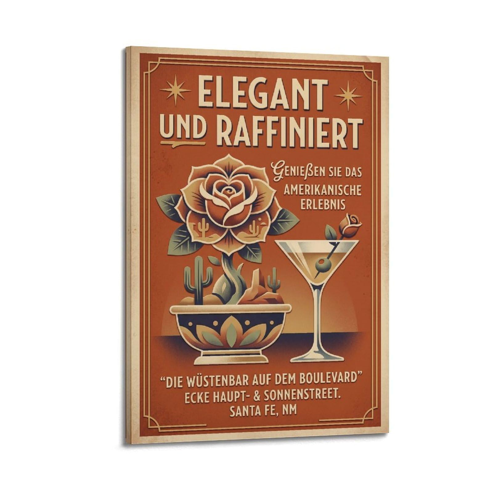Xkuga Boys Frame-Style Desert Rose Botanical Drink Cocktail Poster Mixology Guide Modern Decorative Canvas Prints - Ideal Wall Art For Family, Man Cave, Game Room, & Girls Bedroom 20X30inch(50X75cm)