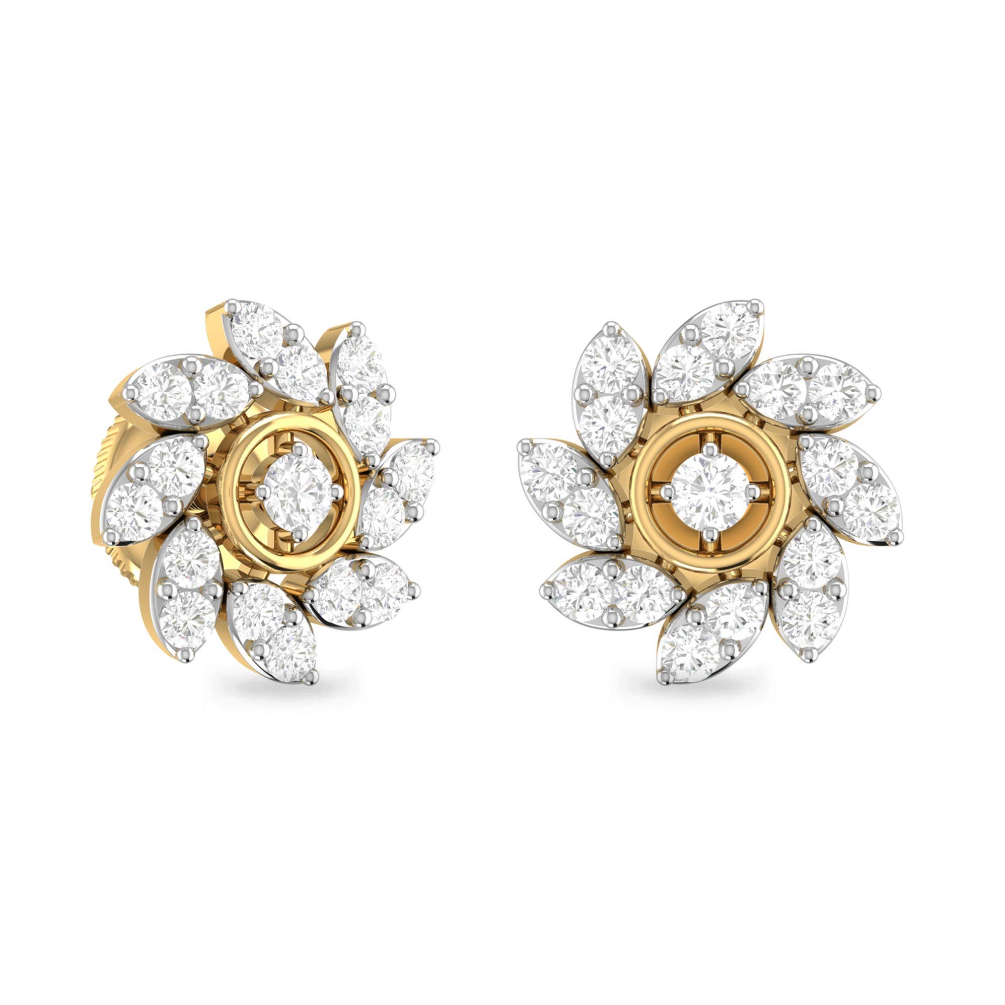 Yellow Gold and Solitaire Stud Earrings for Women-image-46