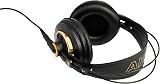 AKG K240 Studio Professional Semi-Open, Over-Ear Headphones, High Performance design, 3.5mm and 1/4" adapters, self adjusting headband - Black and Gold - 6