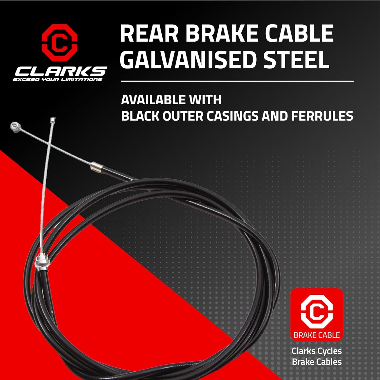 Câble Dérailleur Galvanisé Clarks - Longueur 2,30 M - Universel Pour Vélo, Résistant à La Corrosion
