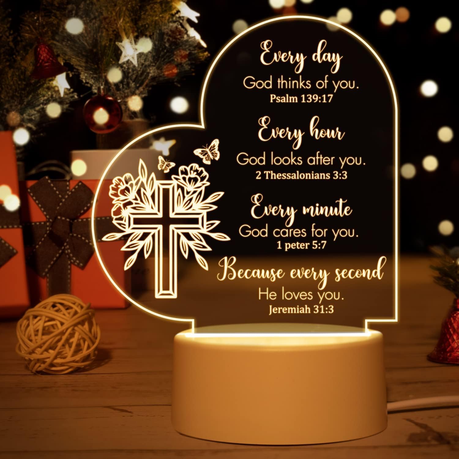 Vetbuosa Christian Gifts for Women, Acrylic Night Light Catholic Christmas Religious Inspirational Women Men Friends, Christian Gift sets Man Teacher