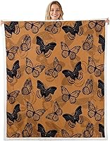 Vista 23 de Colorful Butterfly Fleece Flannel Blanket,Rustic Tree Butterflies Bed Sofa Couch Blanket,50"x60",Retro Blue Tie Dye Fuzzy Soft Fleece Throw Blankets