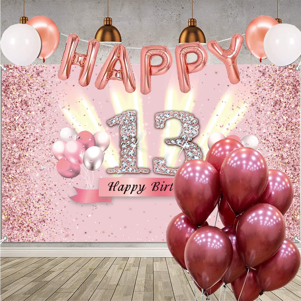 Gonfia Il 13° Compleanno Con Questo Sfondo Glitter Rosa 120x80cm! Perfetto Per Le Tue Foto