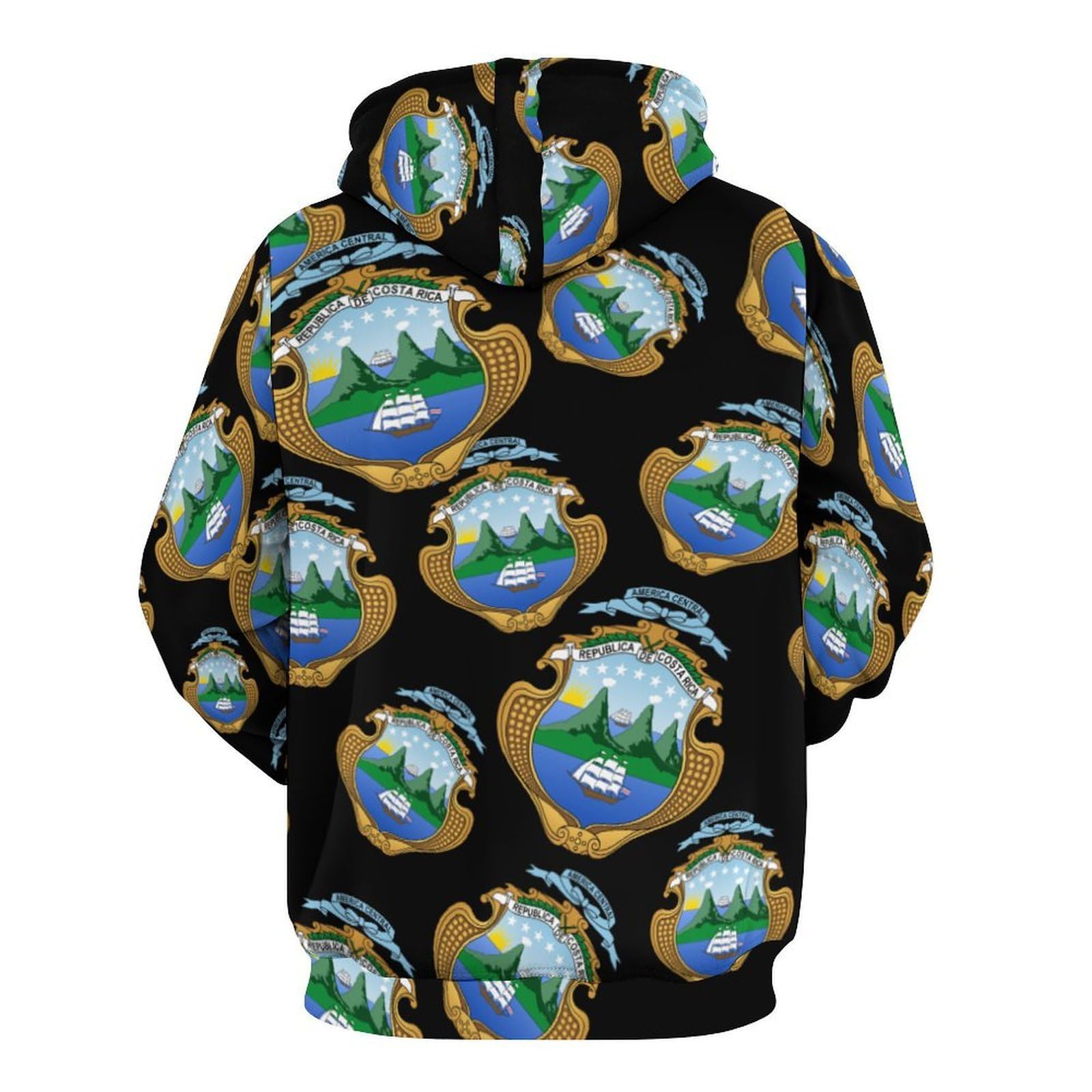 Coat of Arms of Costa-Ri-cas Felpa con cappuccio alla moda per uomo donna manica lunga grafica colorata morbida pullover top
