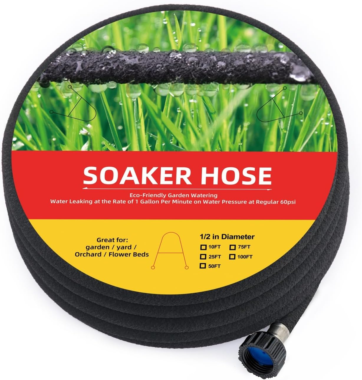 - Garden Soaker Hose 50ft 1/2" Rubber Drip Hoses Soaking | Heavy Duty Round Water Seeper Soaker Hoses For Trees Water Irrigation, Garden, Lawn and Plants