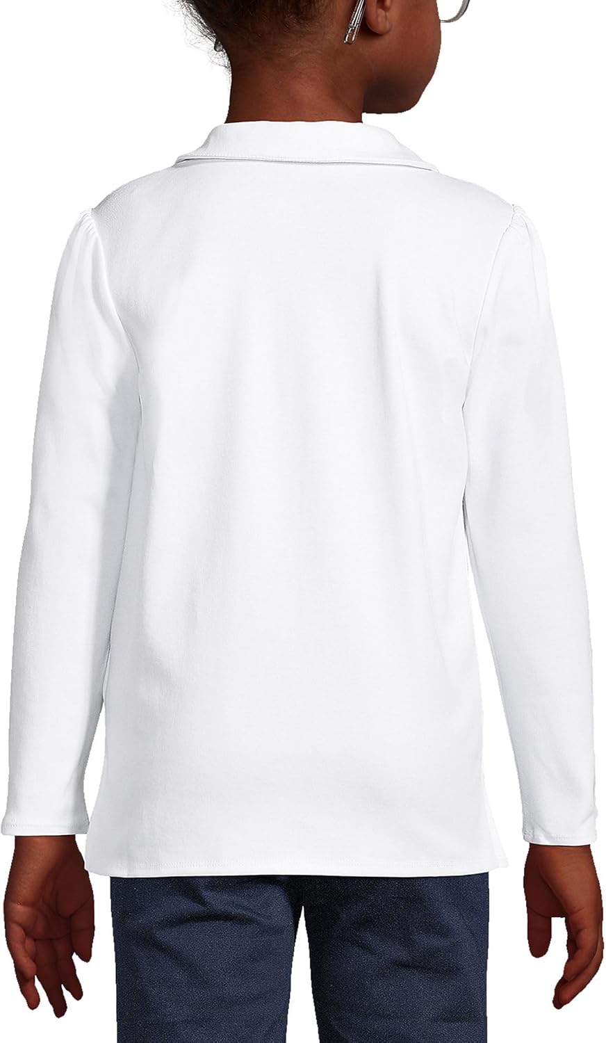 Lands' End Girls Long Sleeve Peter Pan Collar Polo Shirt - Image 2