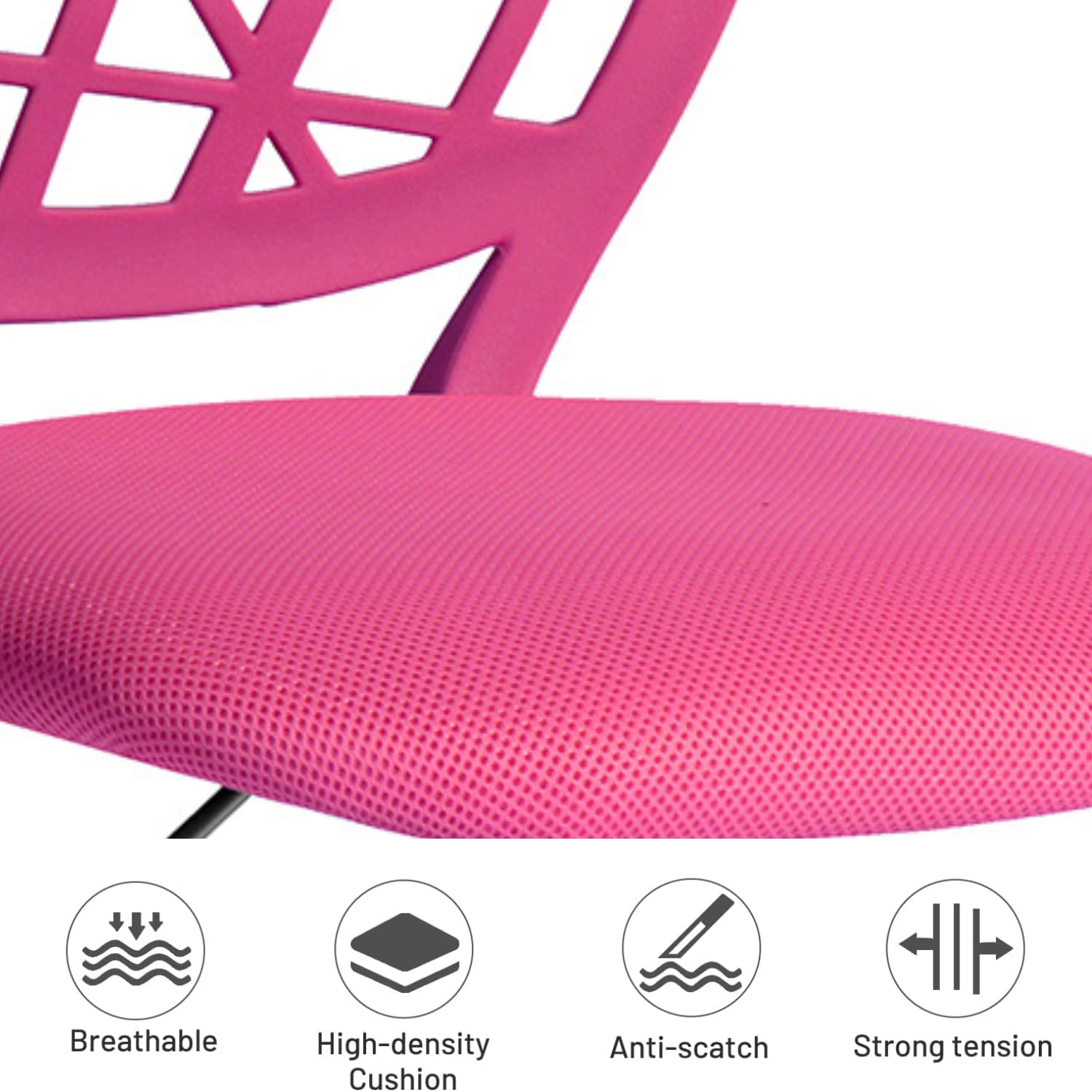 FurnitureR Sedia da scrivania per bambini, regolabile in altezza, girevole, con schienale con piccolo foro, adatta per camera dei bambini o sala studio, rosa I