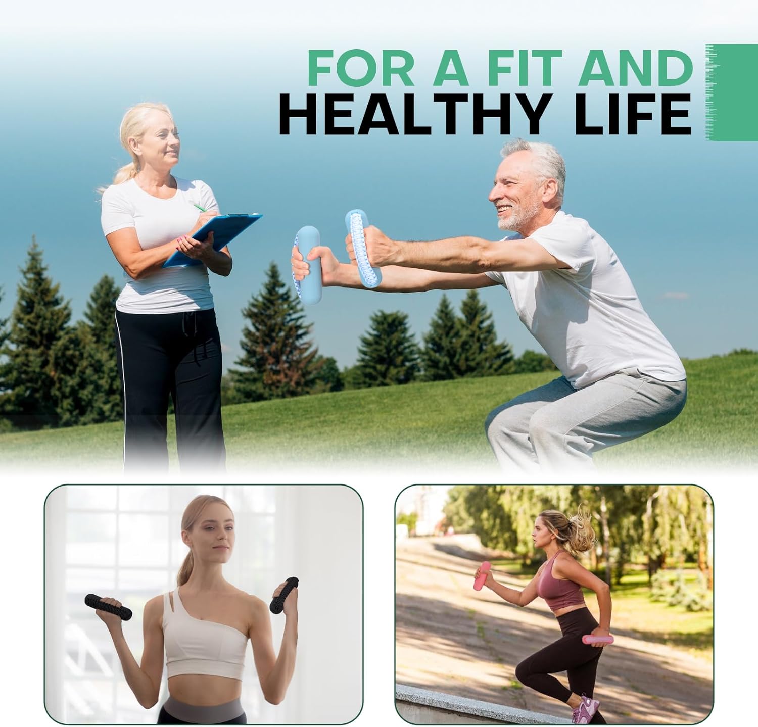 Hikeen Hand Weights Set for Women Men, Soft Dumbbells of 2 (1lb, 2lbs or 3lbs), Walking Weight with Hand Strap for Aerobics, Jogging, Running