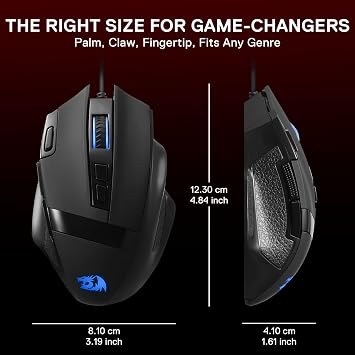 Redragon M619 Wired RGB Optical Gaming Mouse 12800 DPI Remapping Keys