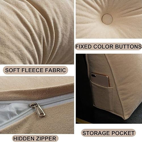 Miniatura 2 de Almohada triangular para cabecero, cojín triangular de color sólido, almohada de descanso en cama, almohada extraíble con soporte de cuña grande