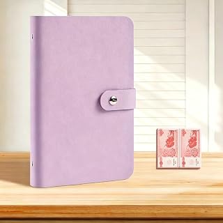 A6 Banknote Storage Book, PU Cash Album with 50 Inner Pages for Notes Stamps Cards PURPLE