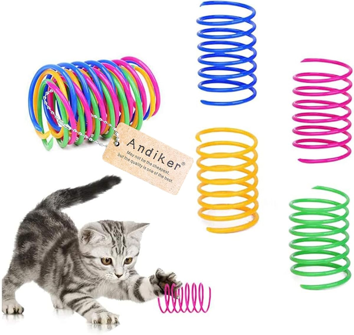 Andiker Cat Spiral Spring, 12 Pc Cat Creative Toy to Kill Time and Keep Fit Interactive cat Toy Durable Heavy Plastic Spring Colorful Springs Cat Toy for Swatting, Biting, Hunting Kitten Toys