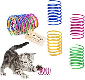 Andiker Cat Spiral Spring, 12 Pc Cat Creative Toy to Kill Time and Keep Fit Interactive cat Toy Durable Heavy Plastic Spring Colorful Springs Cat Toy for Swatting, Biting, Hunting Kitten Toys