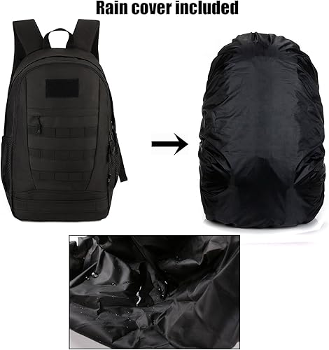 Miniatura 8 de ArcEnCiel Mochila táctica para motocicleta bolsa militar paquete de asalto del ejército mochila con parche cubierta de lluvia incluida