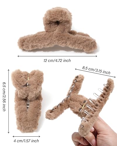 Miniatura 2 de Pinza de felpa para cabello grueso, 6 unidades, rectangulares, bonitas, pinzas para el cabello para mujeres, pasadores grandes para cabello fino,