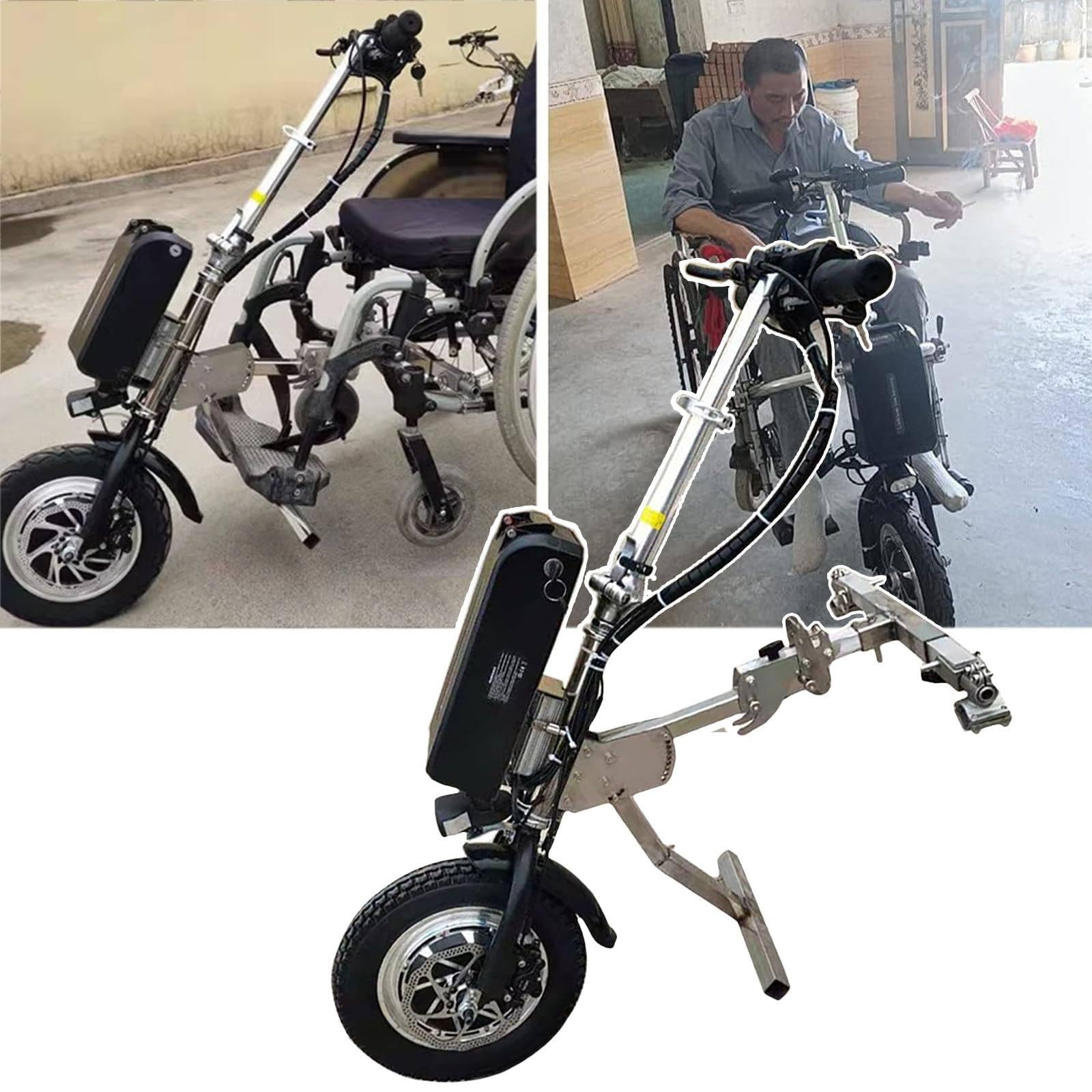 500W Handbike Électrique pour Fauteuils Roulants, Roue Avant Électrique pour Fauteuil Roulant Manuel, Réadaptation Therapy Fauteuil Roulant Électrique Kit de Conversion, 48 V 17 Ah Batterie B