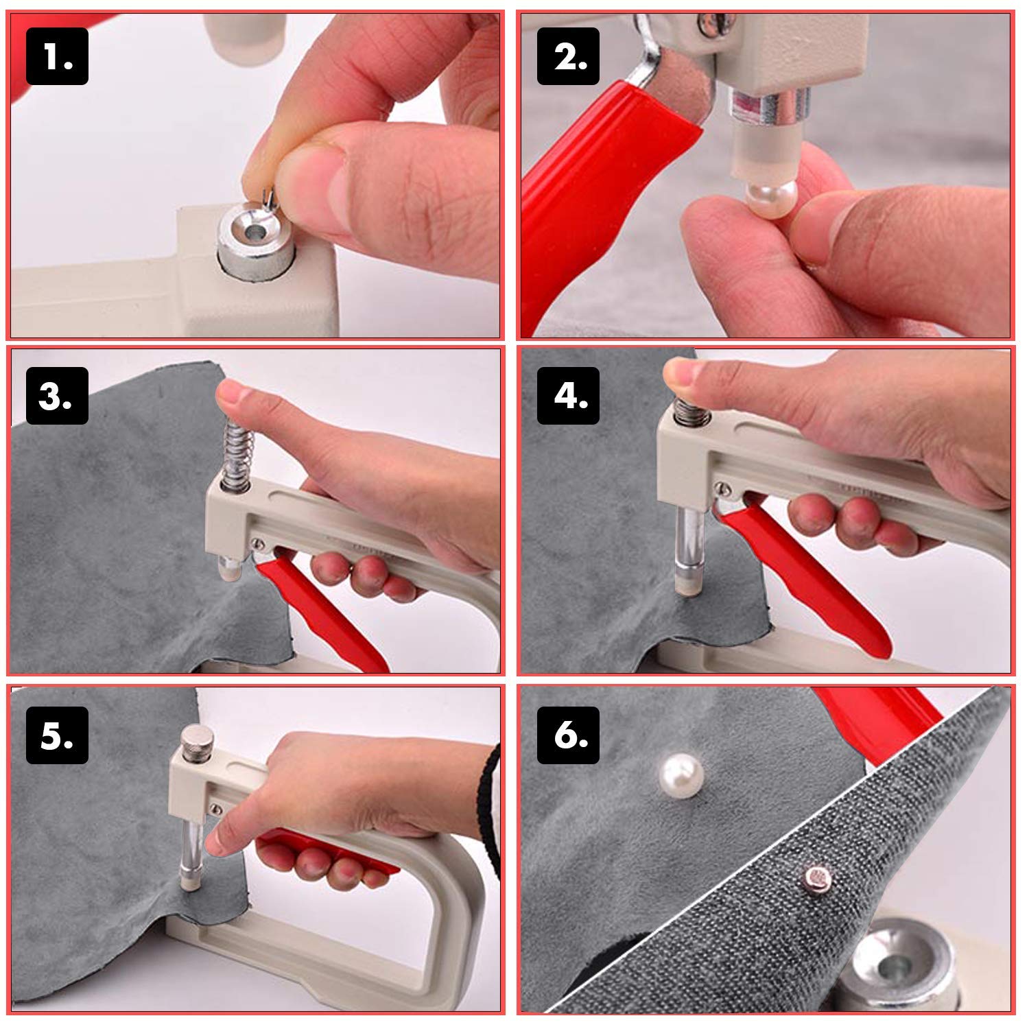 Trimming Shop Pearl Rivets Studs Round Rivets with Four Claw Nail Studs for Embellishment Clothing, Bags, Leathercrafts, Shoes Decoration, Jewelry Making, 8mm, 100 Sets - 5