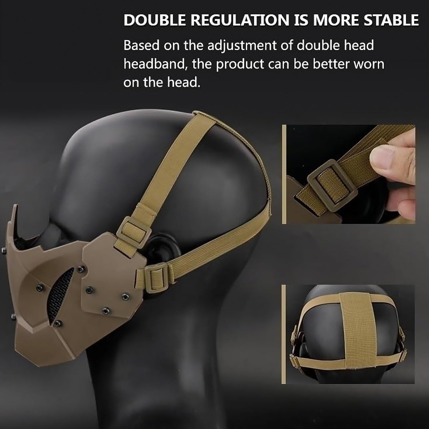 Half Face Mask for Airsoft Protection, Tactical Half Mask, for Outdoor Sports Tactical Games Cs Games