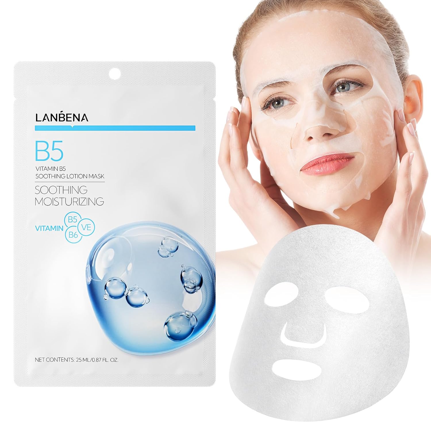 LENBENA Vitamin B Snail Mucin Serum, Self Care, Face Masks for Dry, Sensitive Skin, Not Tested on Animals (B5)