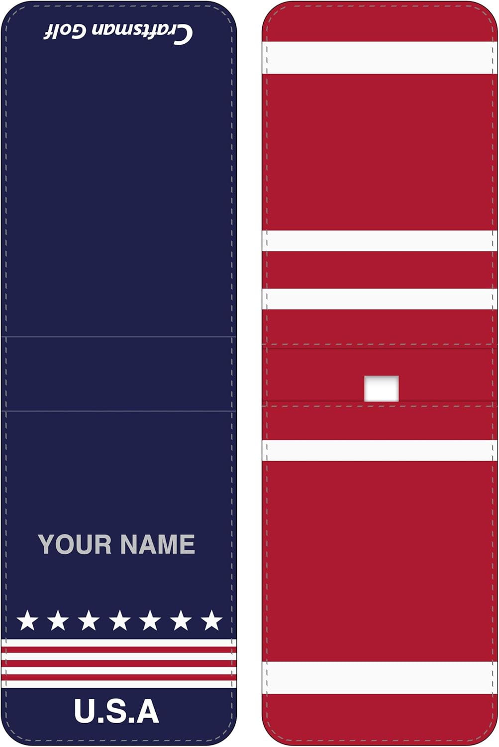 CRAFTSMAN GOLF USA Star Red Stripes Blue Pu Leather Scorecard & Yardage Holder Cover Also Can Customization Your Name Version