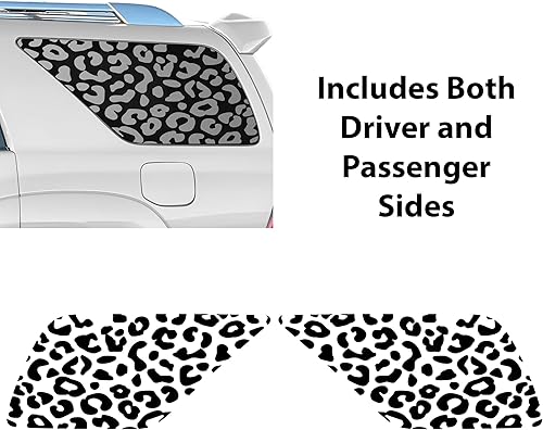 Miniatura 4 de BOGAR TECH DESIGNS - Calcomanías precortadas de leopardo para ventana trasera de cuarto lateral compatible con Toyota 4Runner 2003-2009, negro mate
