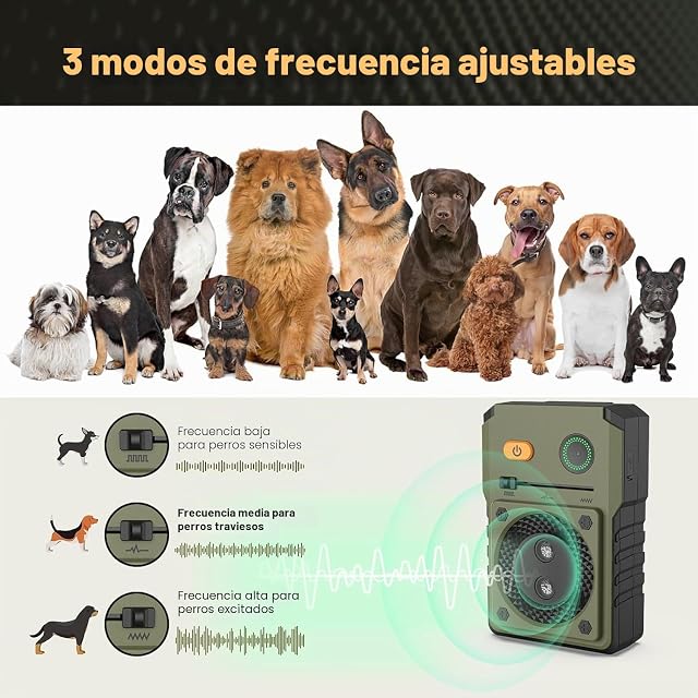 Foto 3 de 8 de Ahuyentador de Perros Potente,3 Frecuencias Ajustable Dispositivo Antiladridos Para Perros,Auto/50Pies…