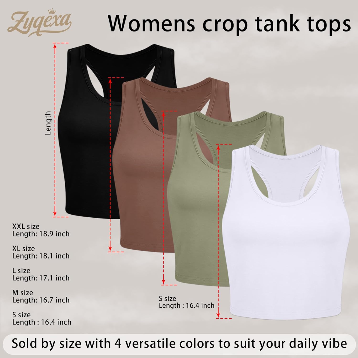 4 Pieces Crop Tank Top for Women Workout Racerback - Womens Cropped Tank Tops Athletic Basic Sleeveless Pack - Image 6