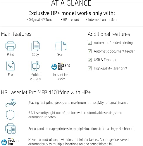 Miniatura 4 de HP LaserJet Pro MFP 4101fdne Impresora monocromática en blanco y negro con funciones HP+ Smart Office y fax