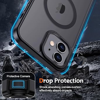Anuck Case for iPhone 11 Case Magnetic Phone Case Compatible with MagSafe, Soft TPU Bumper Hard Translucent Matte Back Slim Fit Shockproof Protective Cover for Men Women Girls - Black