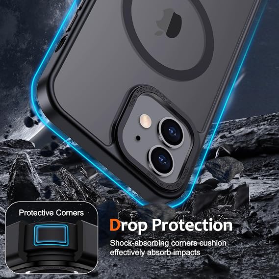 Anuck Case for iPhone 11 Case Magnetic Phone Case Compatible with MagSafe, Soft TPU Bumper Hard Translucent Matte Back Slim Fit Shockproof Protective Cover for Men Women Girls - Black