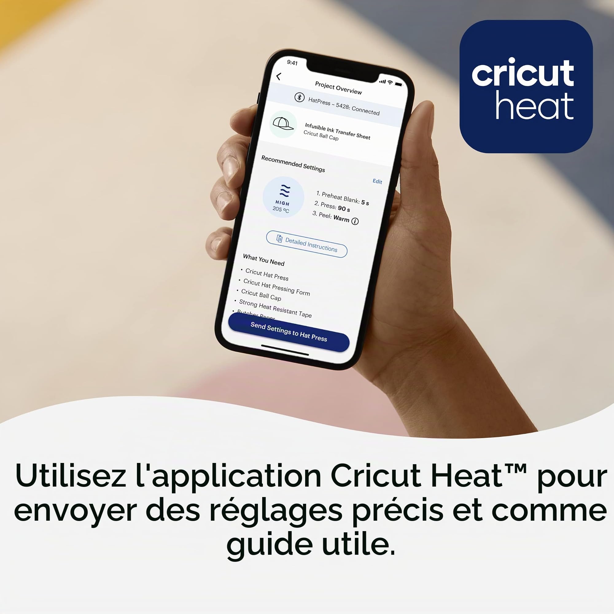 Cricut Presse à chapeau 12,7 x 7,6 cm - Presse à chaleur incurvée pour projets de chapeau et de casquette - pour une utilisation avec vinyle HTV, encre infusible et sublimation jusqu'à 204,4 °C