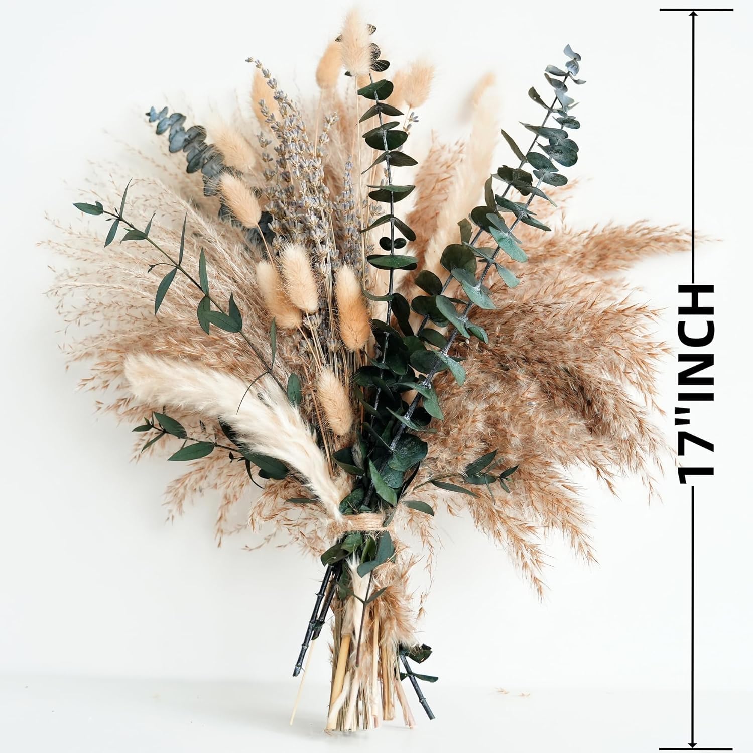 Bouquet de Fleurs séchées Naturelles avec Pampa, Eucalyptus séchés et Fausses Fleurs – Décoration bohème pour Chambre, Salon et Mariage – Idéal pour Vase décoratif