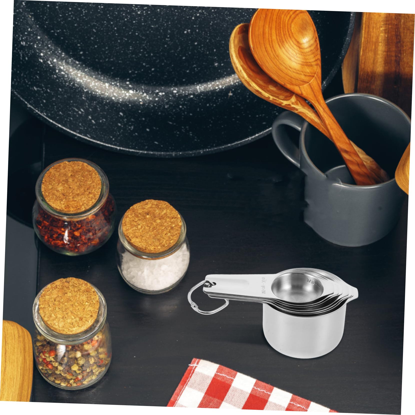 TOPBATHY Tazas Medidoras con Escala de Acero Inoxidable Tazas Medidoras Apilables para Cocina Reutilizable para Hornear