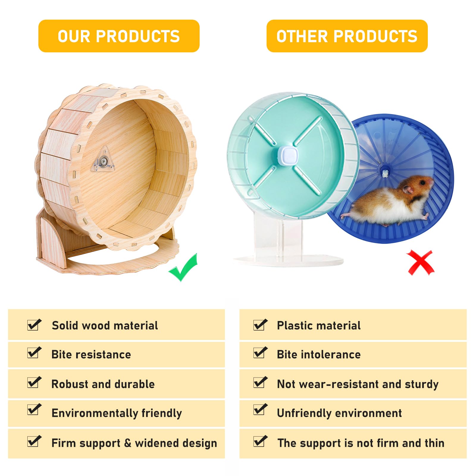 Hamsterrad 26cm Leise Laufrad Hamster Spielzeug Holz Hamsterlaufrad Aus Holz Laufscheibe Holzlaufrad Hamster Wheel Für Hamster, Rennmäuse, Mäuse, Chinchillas, Oder Andere Kleintiere