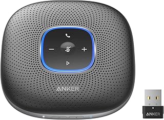 Anker PowerConf+ viva-voz Bluetooth com dongle Bluetooth, 6 microfones, captador de voz aprimorado, tempo de chamada 24h, Bluetooth 5, USB C, alto-falante de conferência, compatível