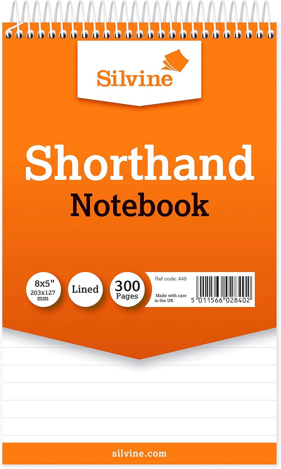 Silvine 8x5" Reporter's Spiral Shorthand Notebook with 300 Pages (Pack of 6)